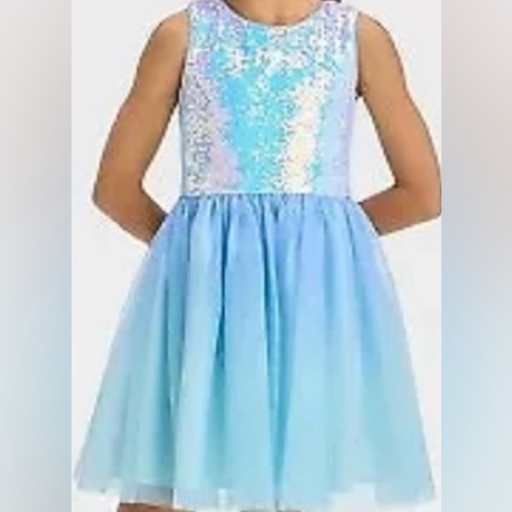 Sparkling Blue Tulle Sequin Kids Dress